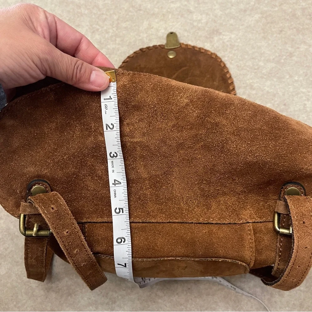 Patricia Nash Casape Brown Suede Drawstring Backpack Boho Western